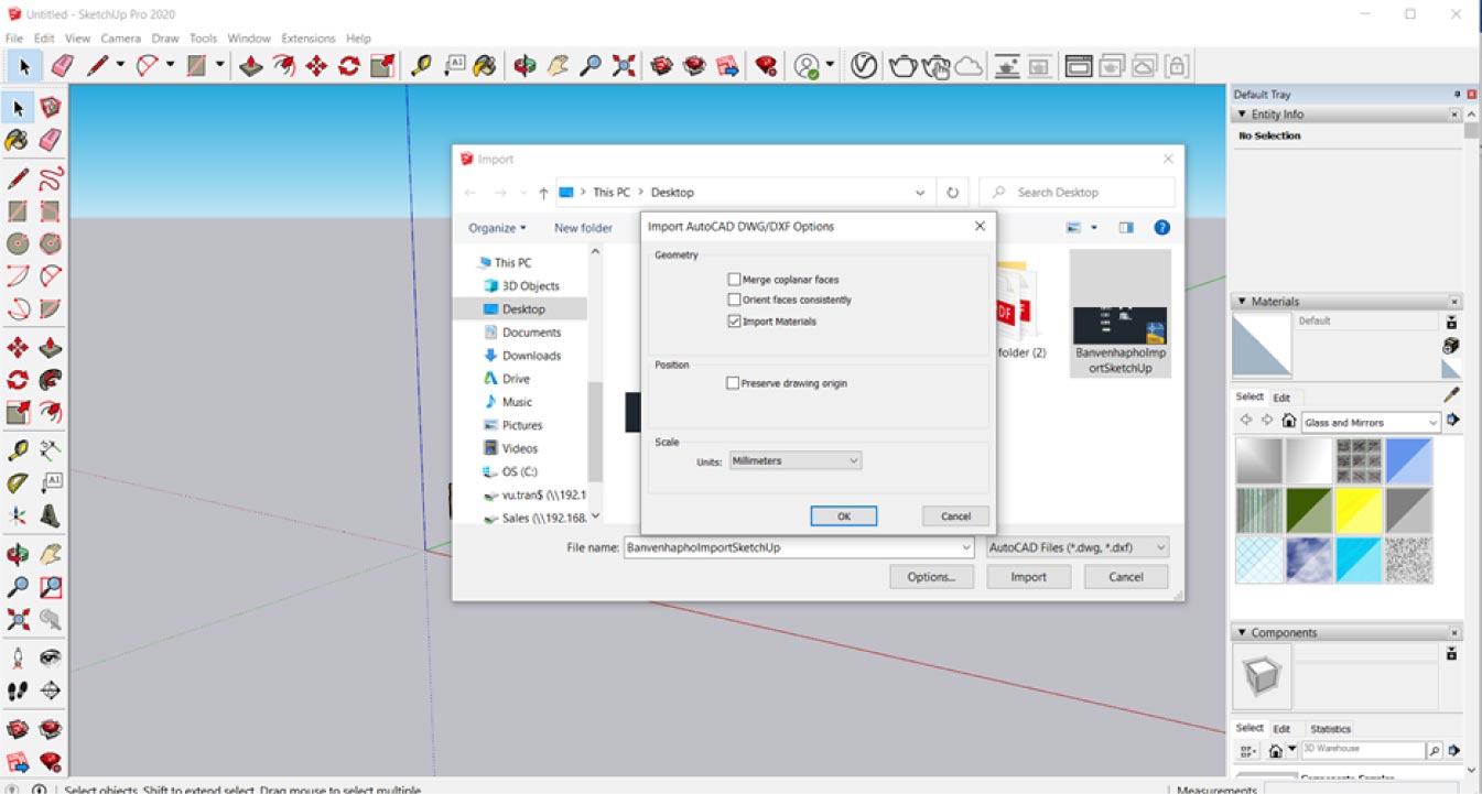 Chuyen file AutoCAD sang SketchUp