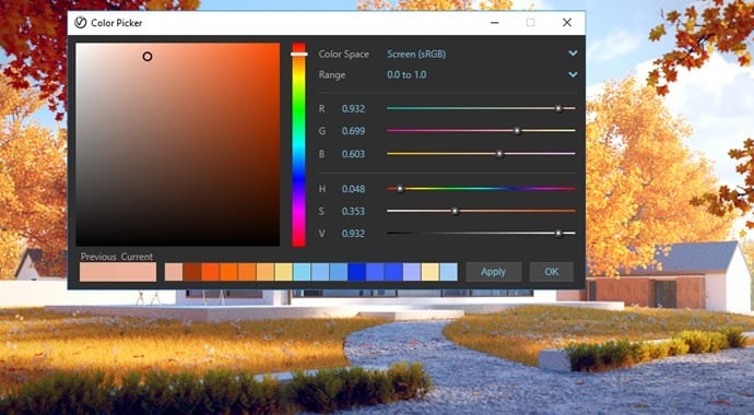 V-ray for SketchUp color picker