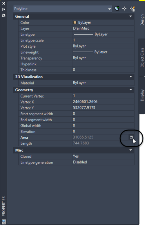 Bảng Properties AutoCAD