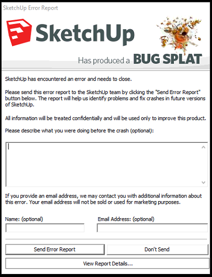 Lỗi SketchUp Bug Splat