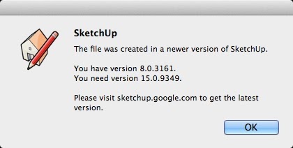 Lỗi SketchUp sai khác phiên bản