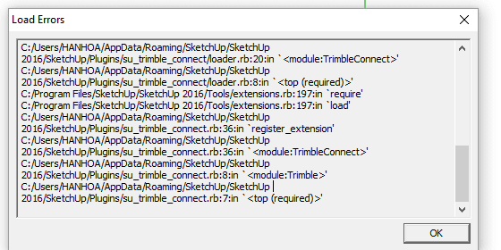 Lỗi SketchUp không load được các plugin