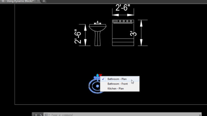 Tính năng dynamic blocks AutoCAD