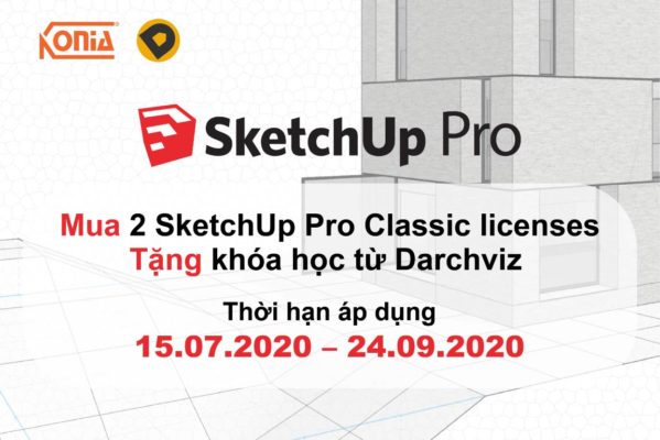 Mua 2 licenses SketchUp vĩnh viễn tặng 1 khóa học tại Darchviz studio