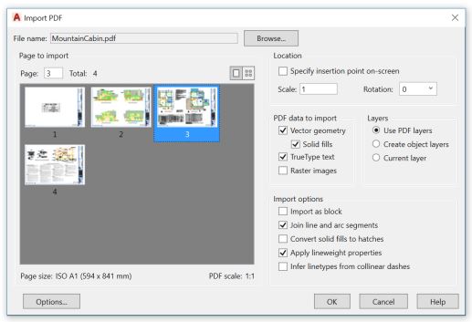 pdf import trong autocad