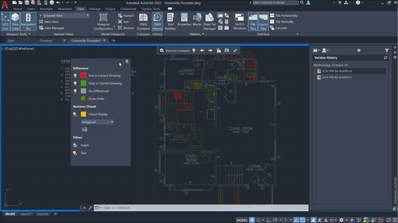 Drawing history autocad 2021