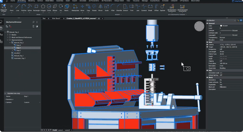 Assembly documentation BricsCAD Mechanical