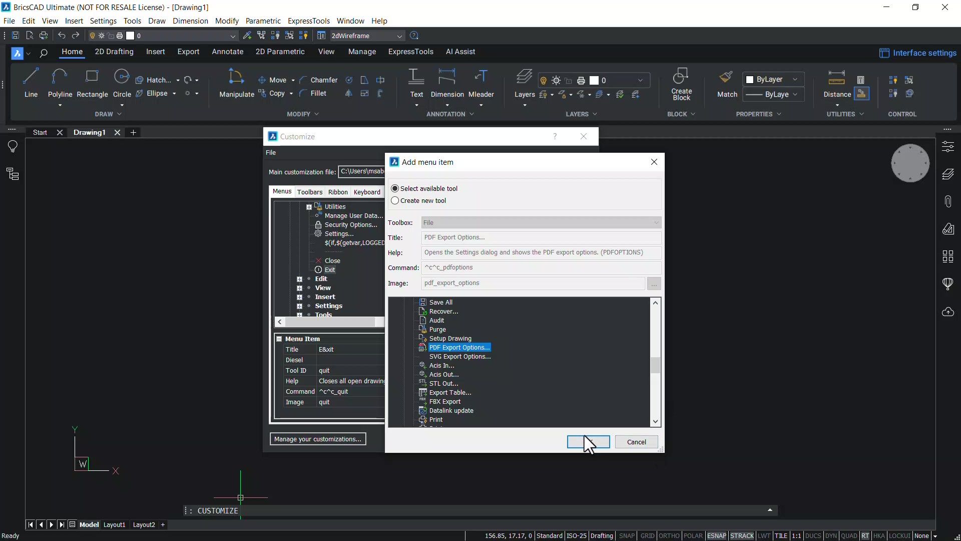 Customizing Menus Toolbar and Ribbon frame at 1m15s