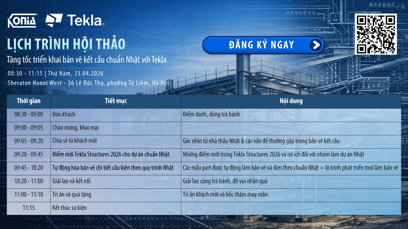 Tăng tốc triển khai bản vẽ kết cấu chuẩn Nhật với Tekla – Hội thảo dành cho kỹ sư & doanh nghiệp Agenda 1920 x 1080